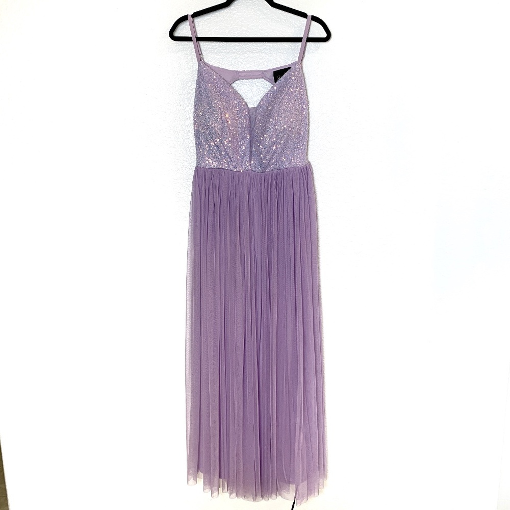 Lovely Grace Purple Sequin Gown Large Sequins Tulle Maxi Dress Lilac Lavender